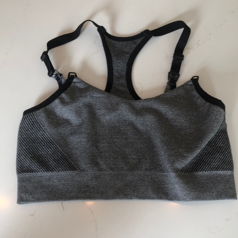 Gray Nursing Yoga Bra